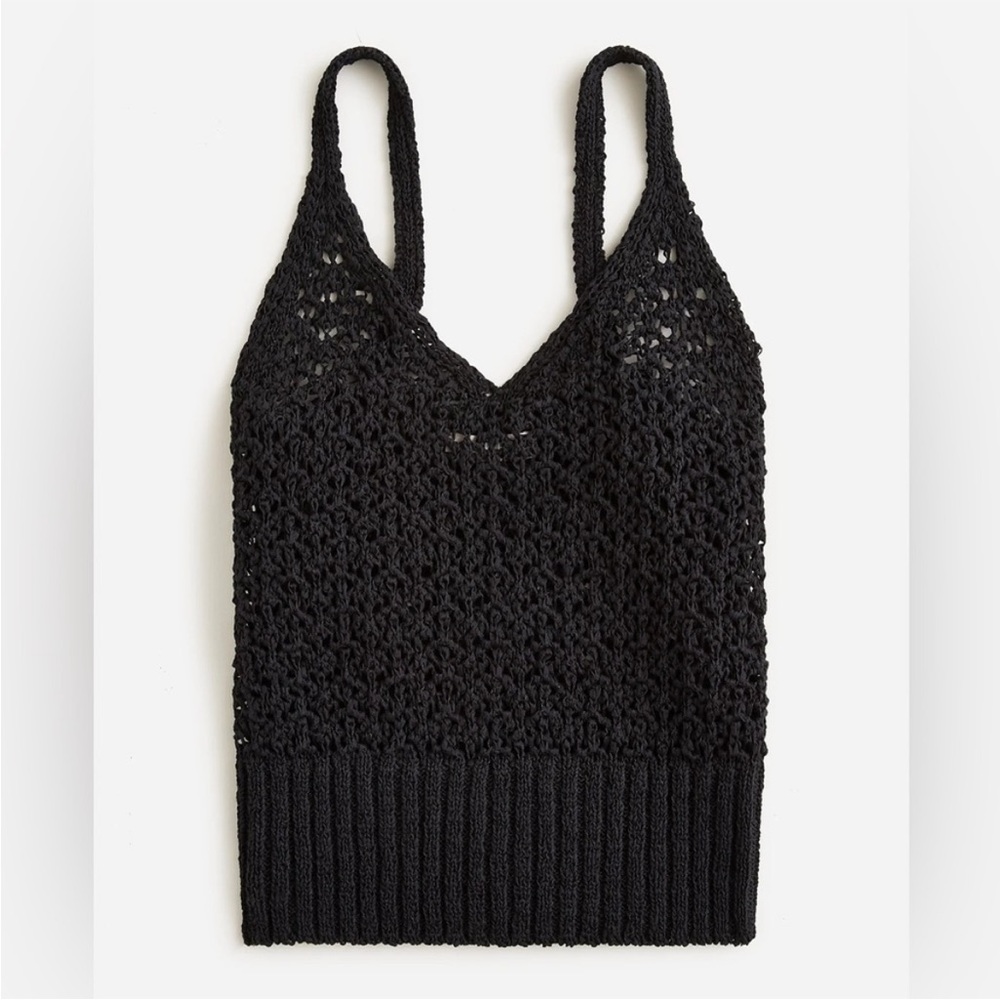 J. Crew Black Crochet Knit Tank Top - S